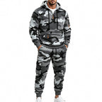 Men's Two-Piece Camouflage Tracksuit Set with Hoodie Sweatshirt and Cargo Joggers