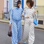 Women's Polka Dot Cotton-Blend Tracksuit Set