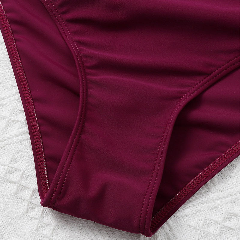 Women's Swimsuit Set with Ruffled Top and Adjustable Straps