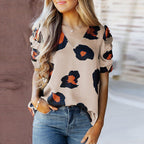 Women's Blouse with Puff Sleeves and Bold Pattern