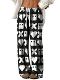 Women's Casual Pants with Unique Print and Elastic Waistband