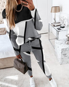 Women's Patterned Sweatshirt and Jogger Set