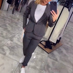 Women's Elegant Pinstripe Blazer and Trouser Set