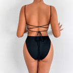 Women's Bodysuit with Deep Neckline and Thin Straps