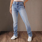 Women's High-Waisted Slim-Fit Jeans with Button Closure