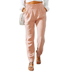 Women's Comfortable and Elegant Summer Pants with Elastic Waist and Pockets