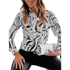 Women's Blouse with Delicate Paisley Pattern and Elegant Button Placket