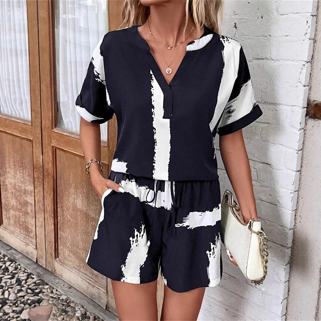 Summer Jumpsuit with V-Neck and Pockets