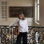 Women's Blouse with Lace Accents and Puff Sleeves