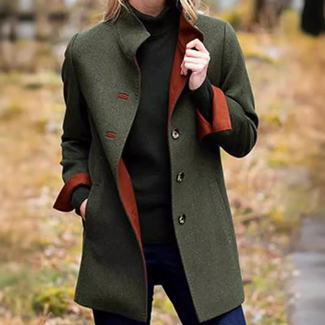 Elegant Wool Coat with Quality Craftsmanship and Pockets