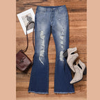 Women's Flared Jeans with Distressed Accents