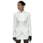 Women's Elegant Blazer with Asymmetrical Cut and Tailored Design