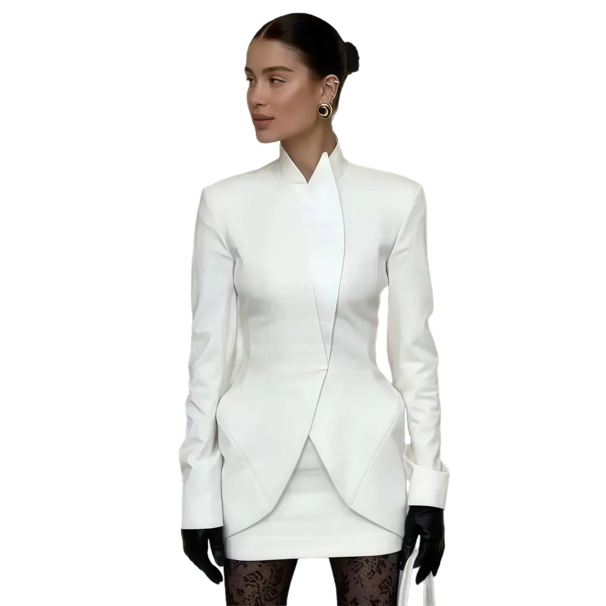 Women's Elegant Blazer with Asymmetrical Cut and Tailored Design