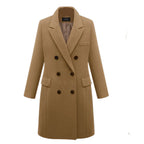 Women's Elegant Double-Breasted Wool Coat with Pockets