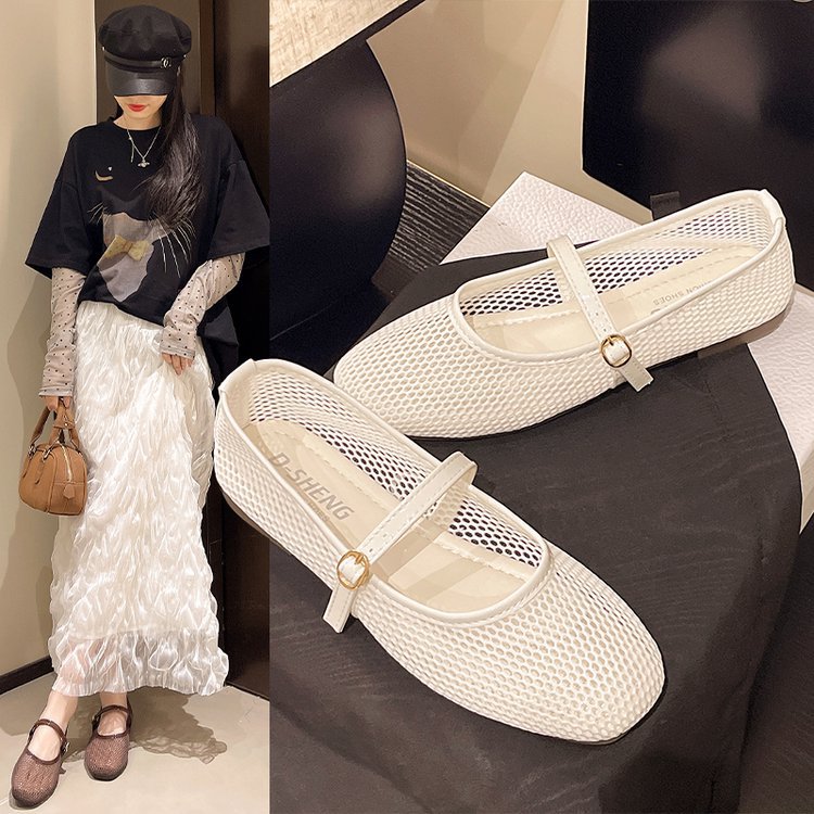 Women's Breathable Ballet Flats with Adjustable Strap