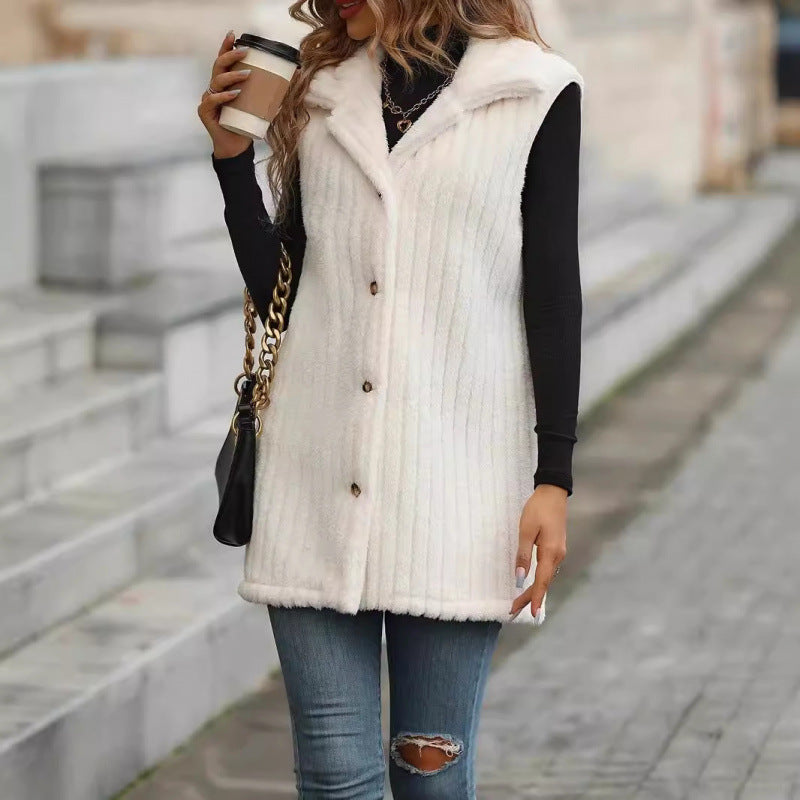 Women's Elegant and Cozy Teddy Jacket with Button Placket
