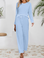 Women's Casual Ribbed Lounge Set with Elastic Waist