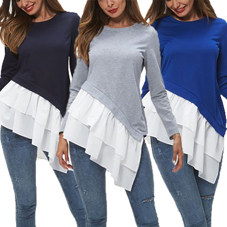 Women's Asymmetrical Sweatshirt with Ruffled Hem