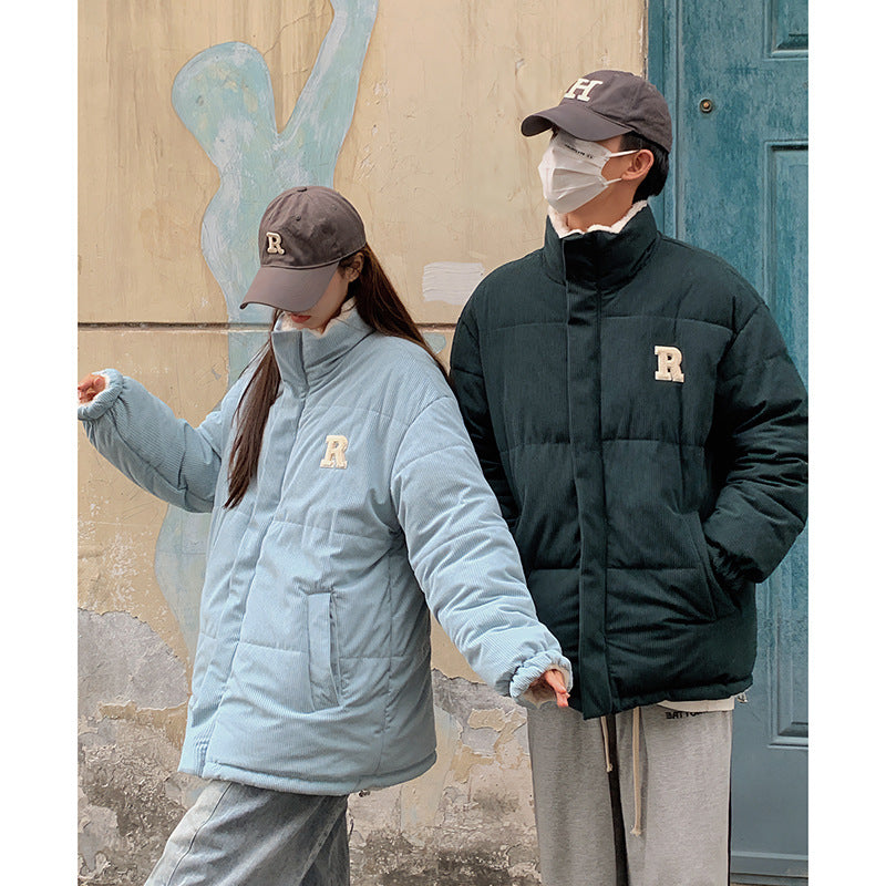 Women's Casual Quilted Jacket with High Collar and Side Pockets