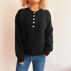 Women's Cozy Knit Sweater with Button Details