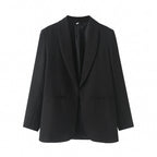 Elegant Women's Blazer with Unique Cut and Pockets