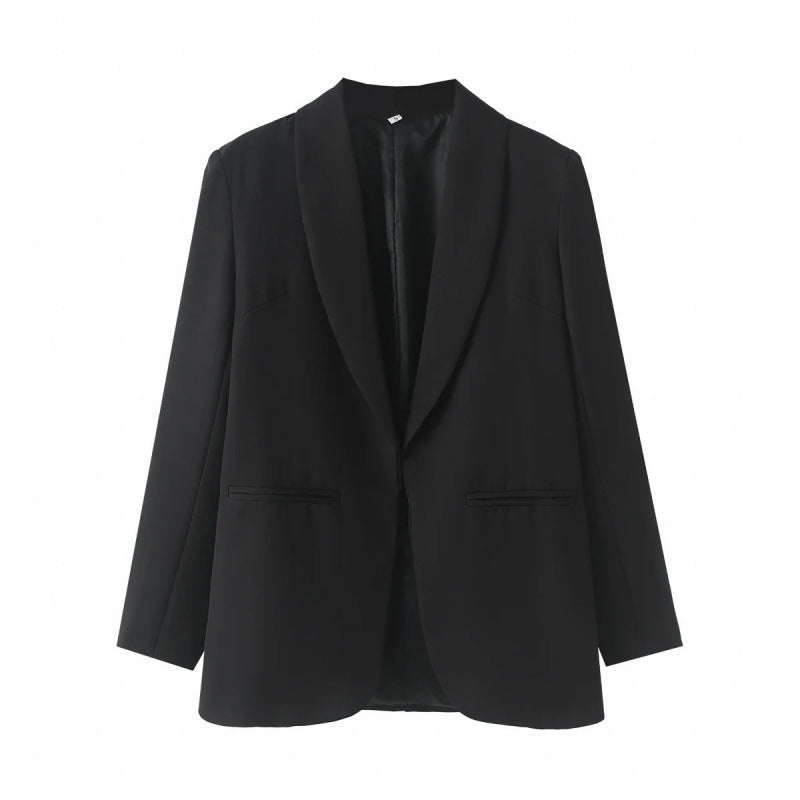 Elegant Women's Blazer with Unique Cut and Pockets