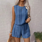 Women's Casual Set with Sleeveless Top and Shorts