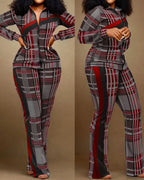 Denim-Style Tracksuit Set with Zipper