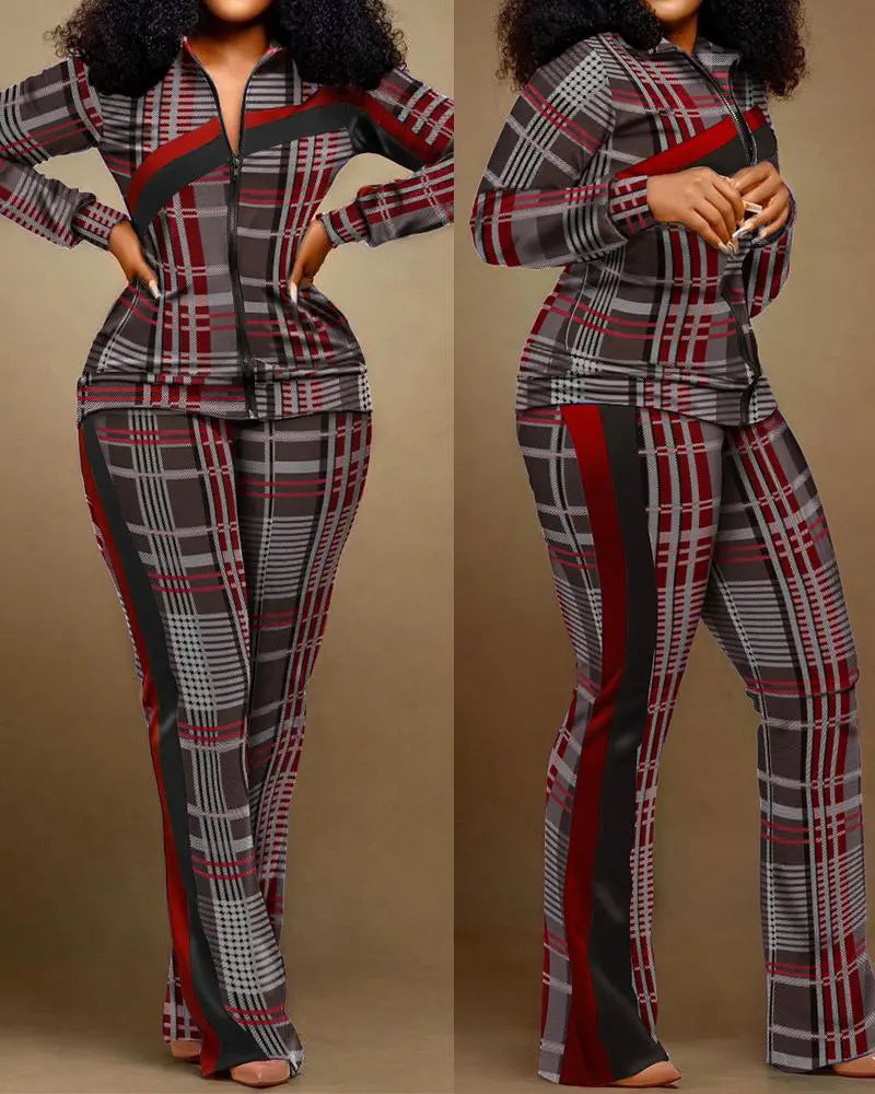 Denim-Style Tracksuit Set with Zipper