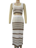 Elegant Two-Piece Knit Set with Geometric Cutout Design