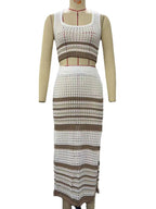 Elegant Two-Piece Knit Set with Geometric Cutout Design