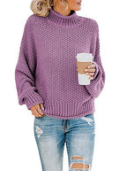 Women's Cozy High-Neck Sweater with Textured Knit