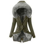 Women's Lined Parka with Faux Fur Collar