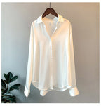 Elegant Fine Satin Blouse with Ruffle Details