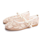 Women's Ballet Flats with Floral Embroidery