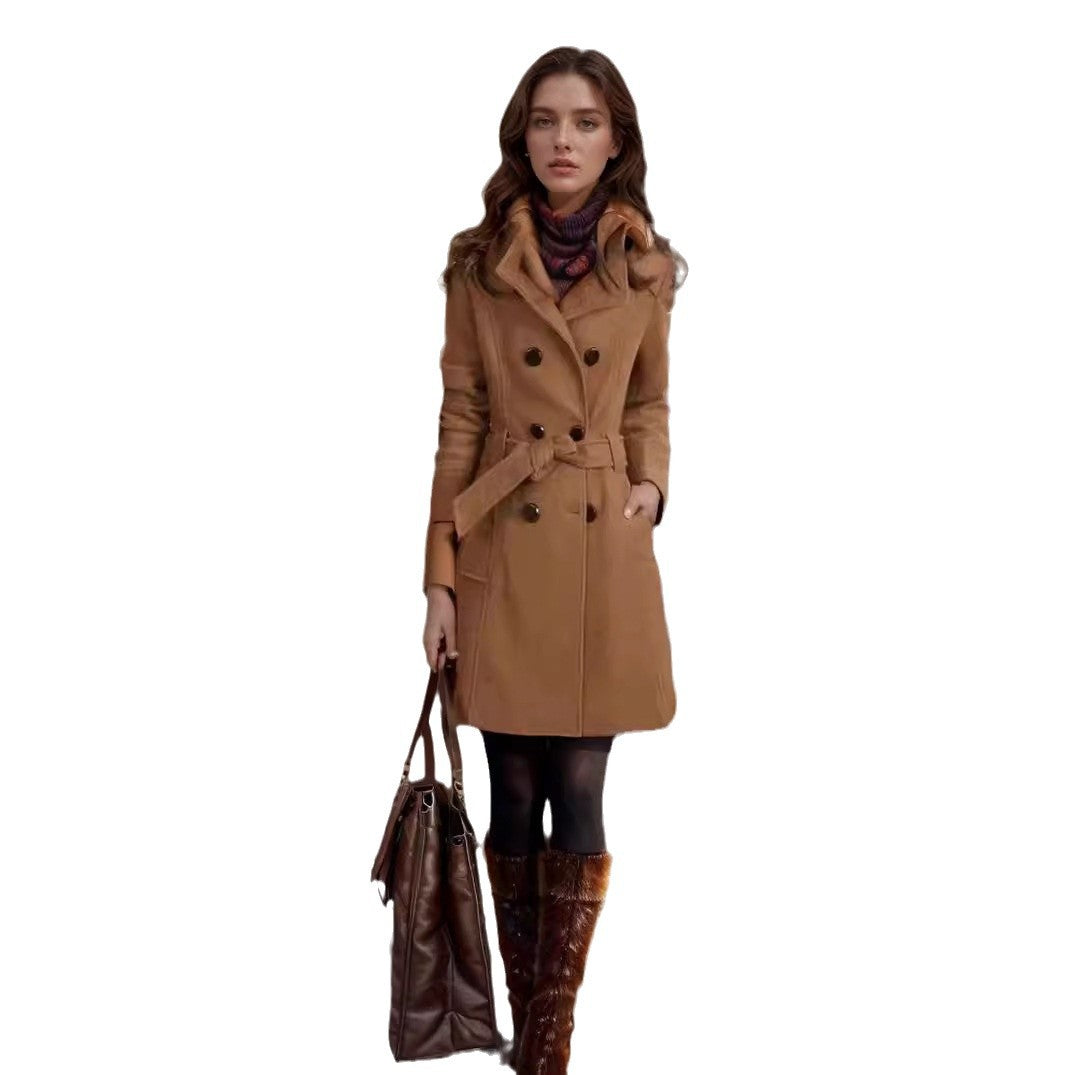 Women's Elegant Trench Coat with Satin Finish