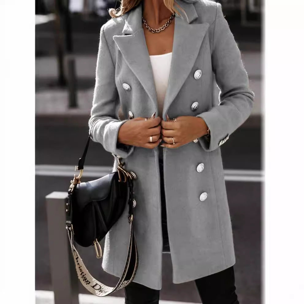 Elegant Double-Breasted Wool Coat