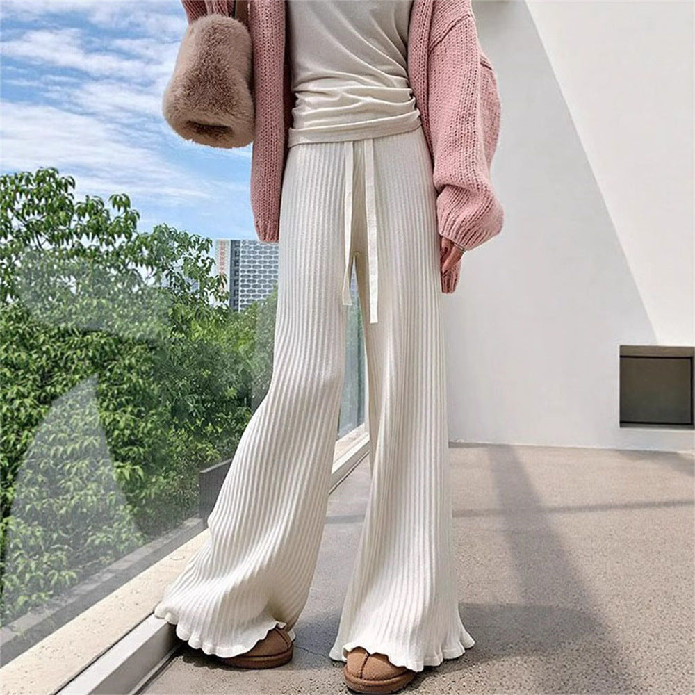 Women's Flowing Knit Pants with Soft Material and Elegant Hem