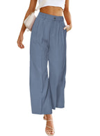 Women's Elegant Wide-Leg Pants with High-Waisted Pleats