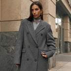 Elegant Double-Breasted Coat with Textured Details