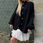 Women's Cozy Knit Coat with Voluminous Sleeves