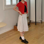 Women's Midi Skirt with Playful Polka Dot Pattern and Elegant A-Line