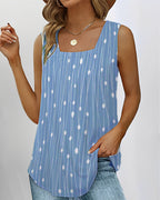 Sleeveless Blouse Top with Pleats