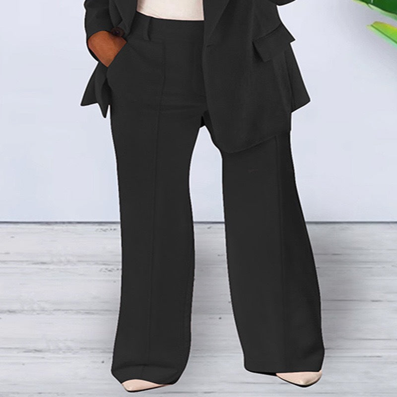 Women's Elegant and Loose Blazer Set with Wide Pants