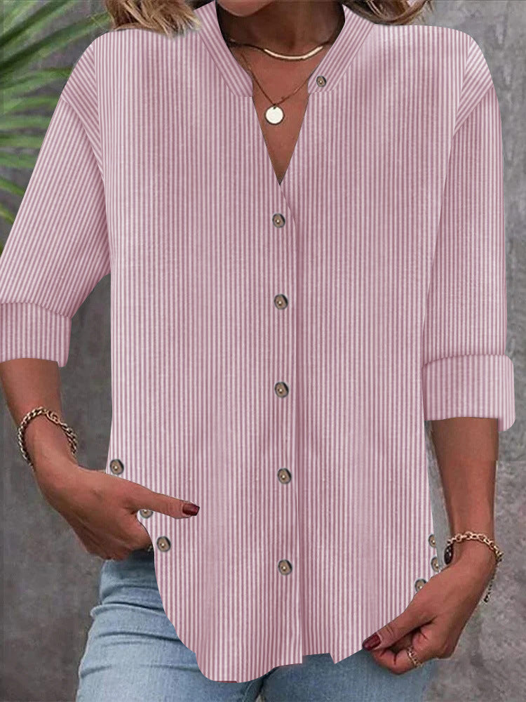 Women's Button-Down Striped Blouse
