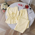 Women's Relaxed Two-Piece Set with Adjustable Ties
