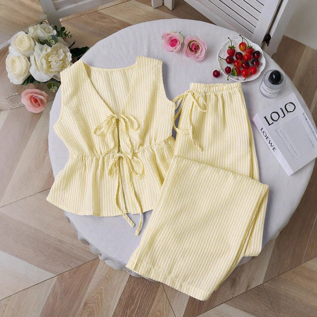 Women's Relaxed Two-Piece Set with Adjustable Ties