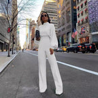 Elegant Jumpsuit with Wide Sleeves and High Collar