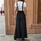 Women's Culotte Jumpsuit with Adjustable Straps and Elegant Drawstring