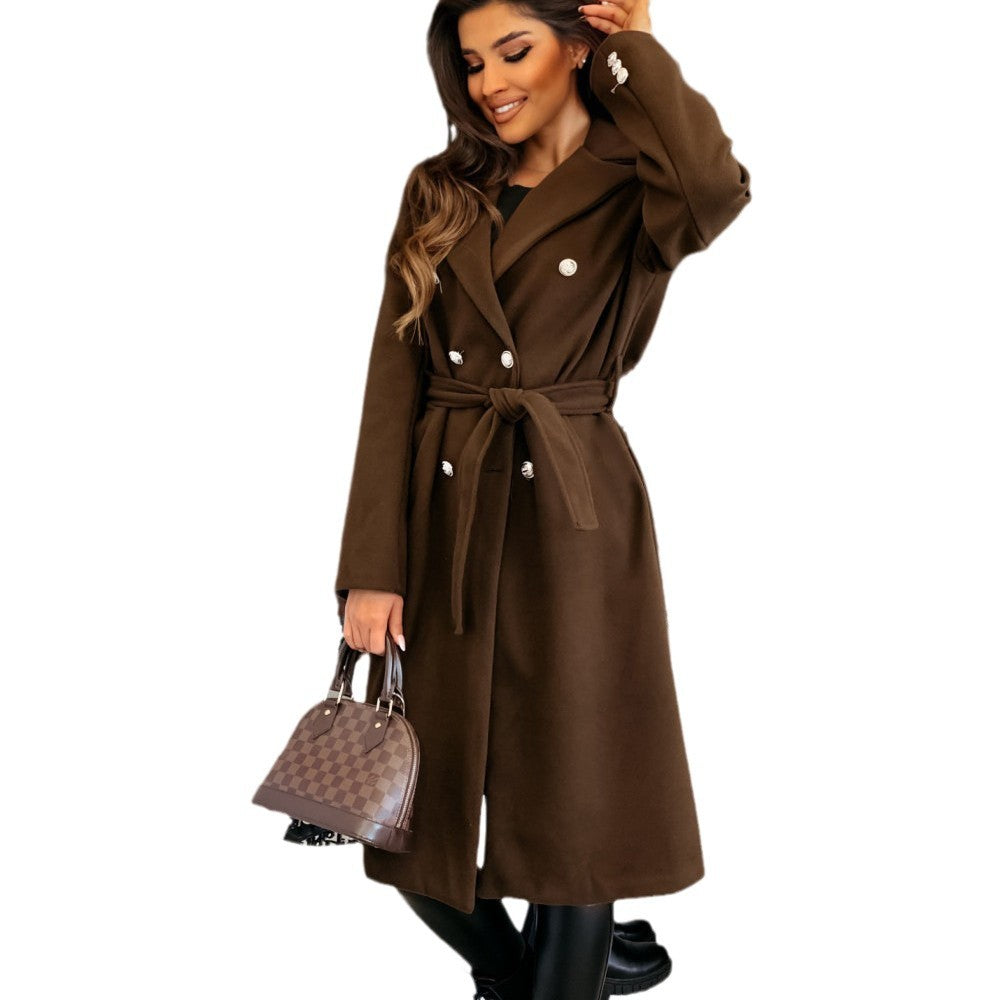 Elegant Double-Breasted Trench Coat with Belt